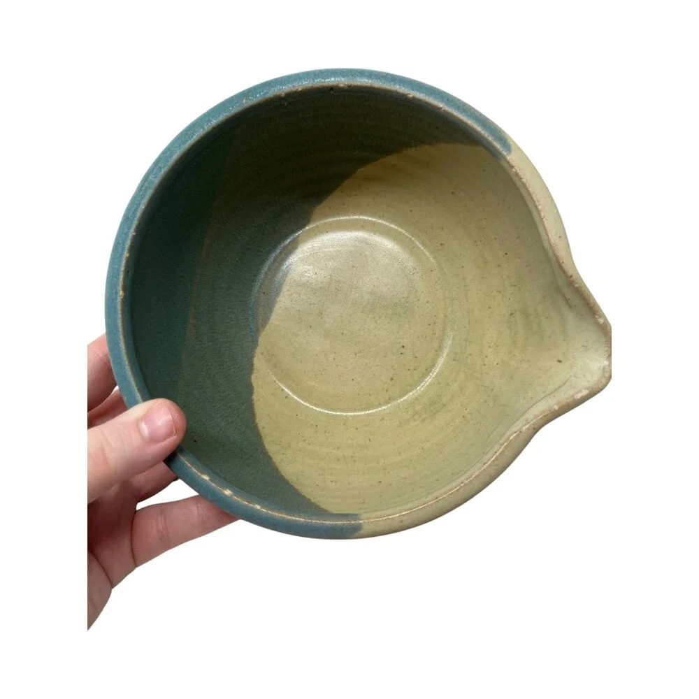 Nantucket Home Ceramic Mixing Bowls Set Blue Beige Two Tone Ribbed Farmhouse Kit